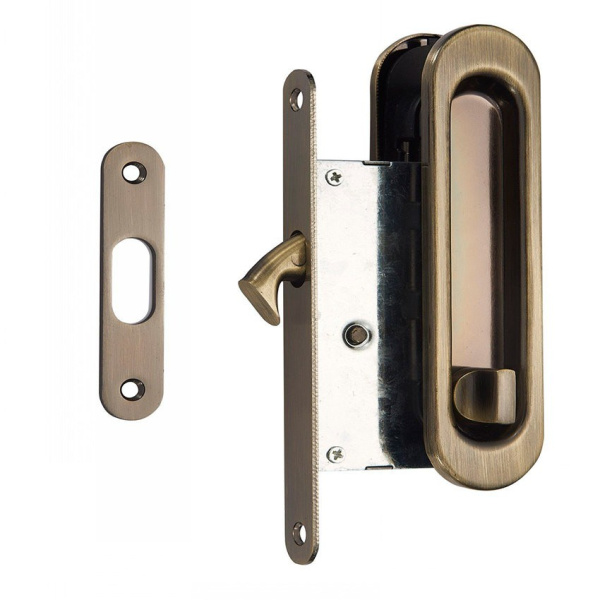 Ручки для раздвижных дверей с замком АB бронза